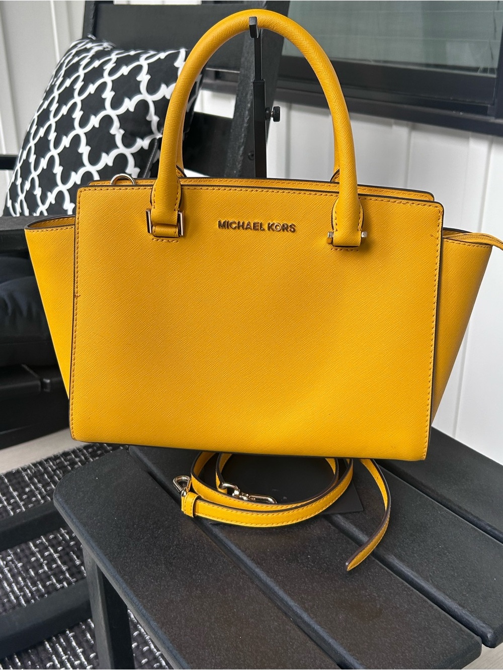 Michael Kors Sunflower Selma Saffiano Leather Satchel